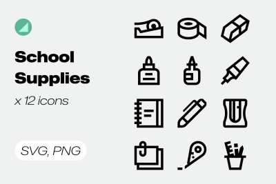 Basicons / Line / School Supplies Icons
