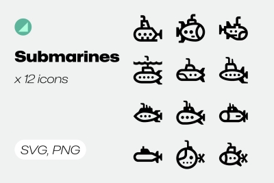 Basicons / Line / Submarine Icons