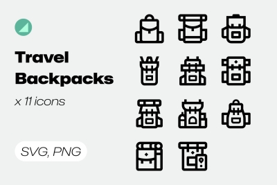 Basicons / Line / Travel Backpack Icons