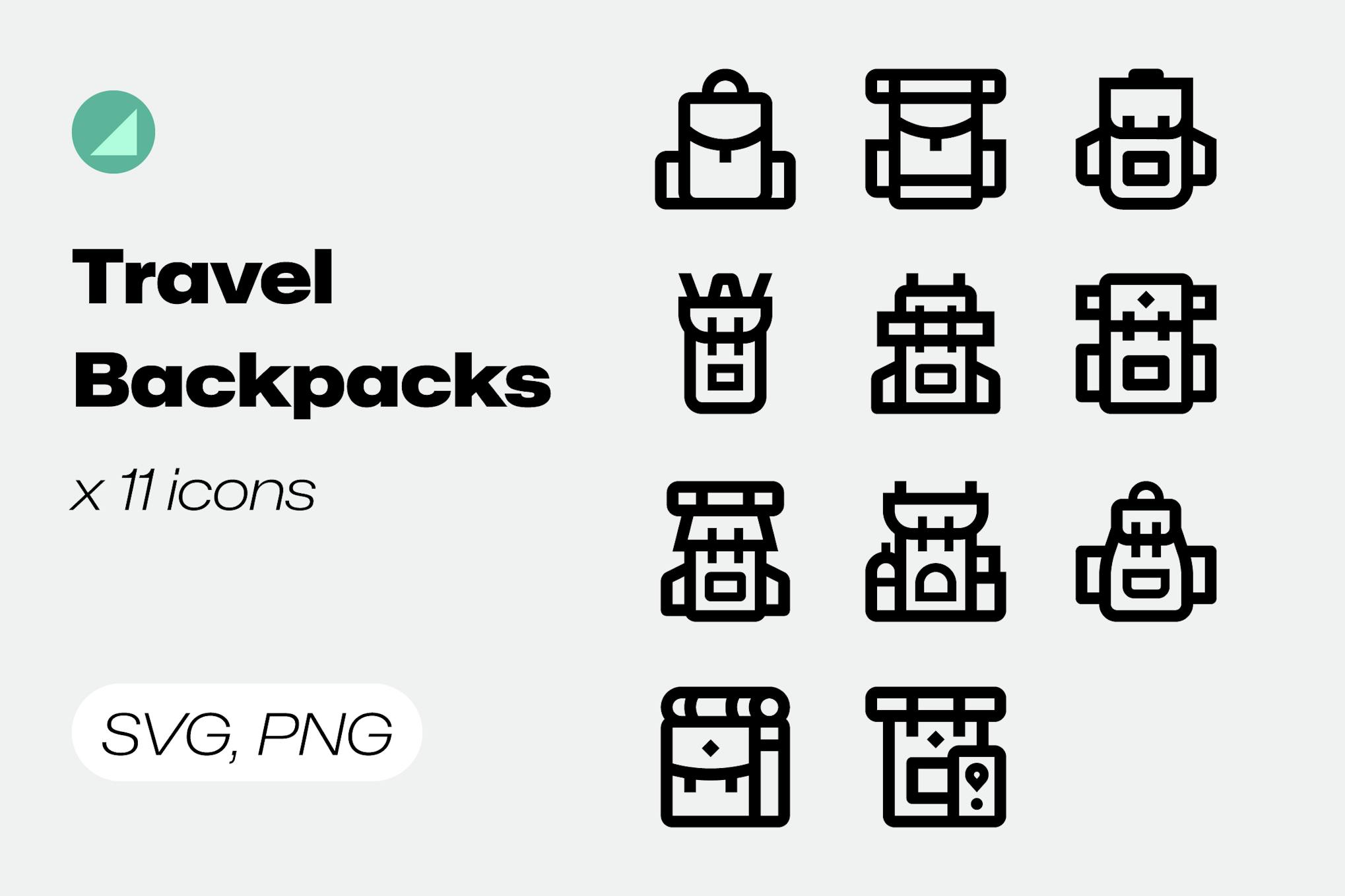 Basicons / Line / Travel Backpack Icons