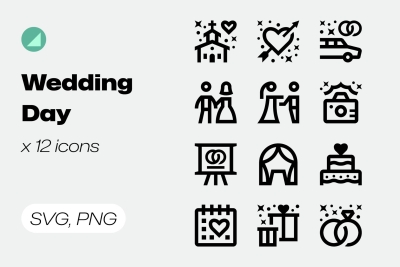 Basicons / Line / Wedding Day Icons