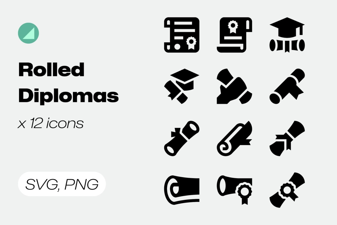 Basicons / Solid / Rolled Diplomas Icons