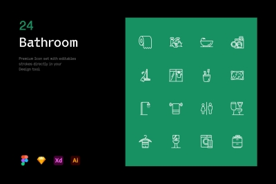 Bathroom - Stroke Icons