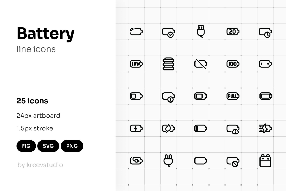 Battery Line UI Icons
