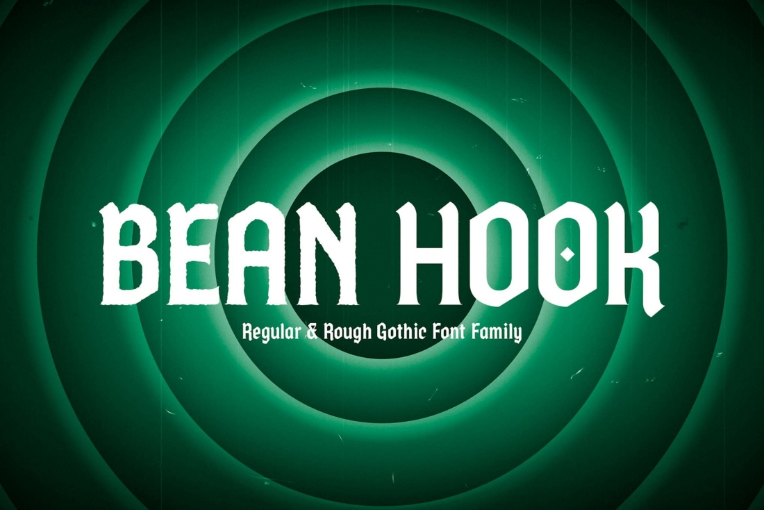 Bean Hook - Wood Type Gothic Flare Rough & Inline