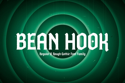 Bean Hook - Wood Type Gothic Flare Rough & Inline