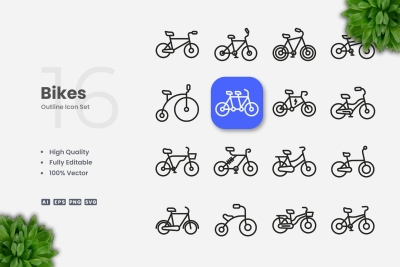 Bikes Outline Icons