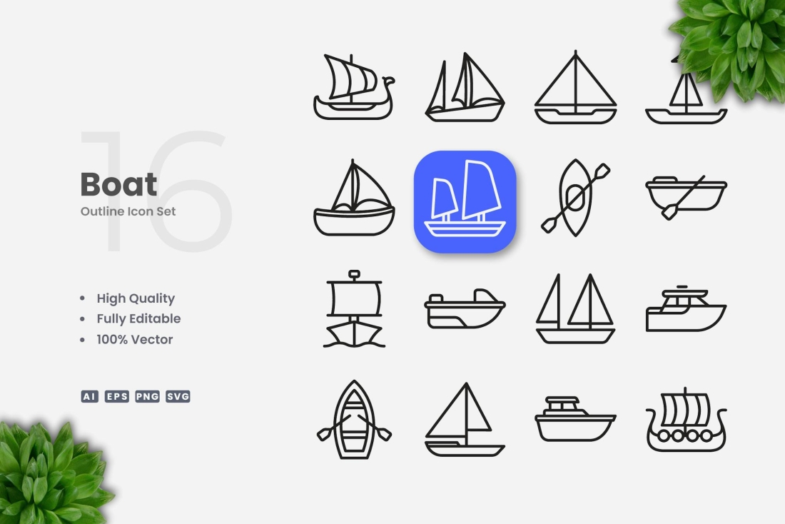 Boat Outline Icons