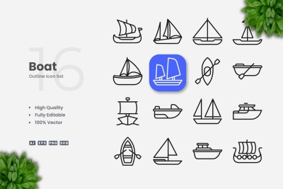 Boat Outline Icons