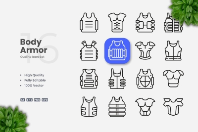Body Armor Outline Icons