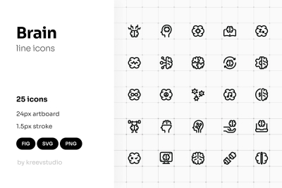 Brain Line UI Icons