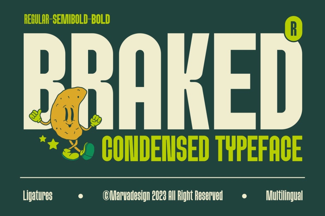 Braked - A Family Sans Condensed Font