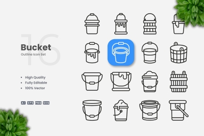 Bucket Outline Icons