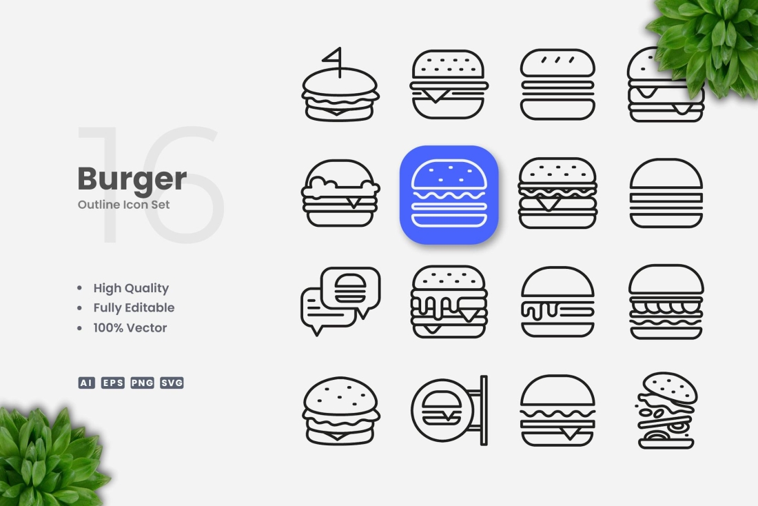 Burger Outline Icons