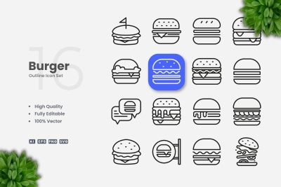 Burger Outline Icons
