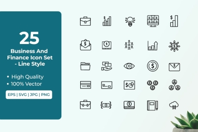 Business And Finance Icon Set Line Style Vol 1