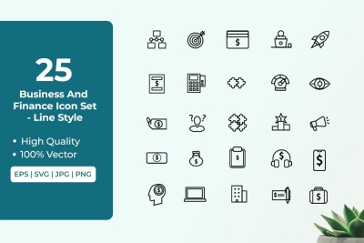 Business And Finance Icon Set Line Style Vol 2
