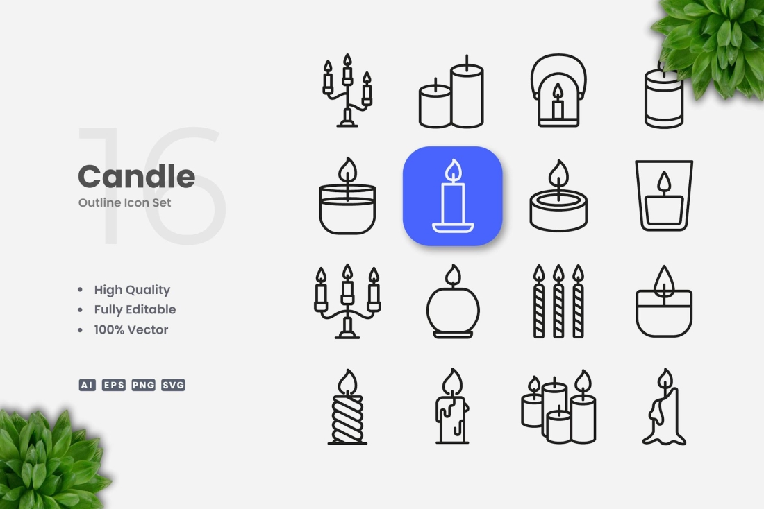 Candle Outline Icons
