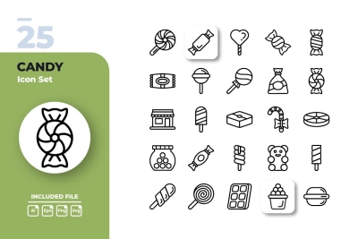 Candy Outline Icons Set