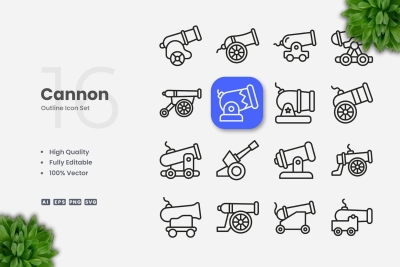 Cannon Outline Icons