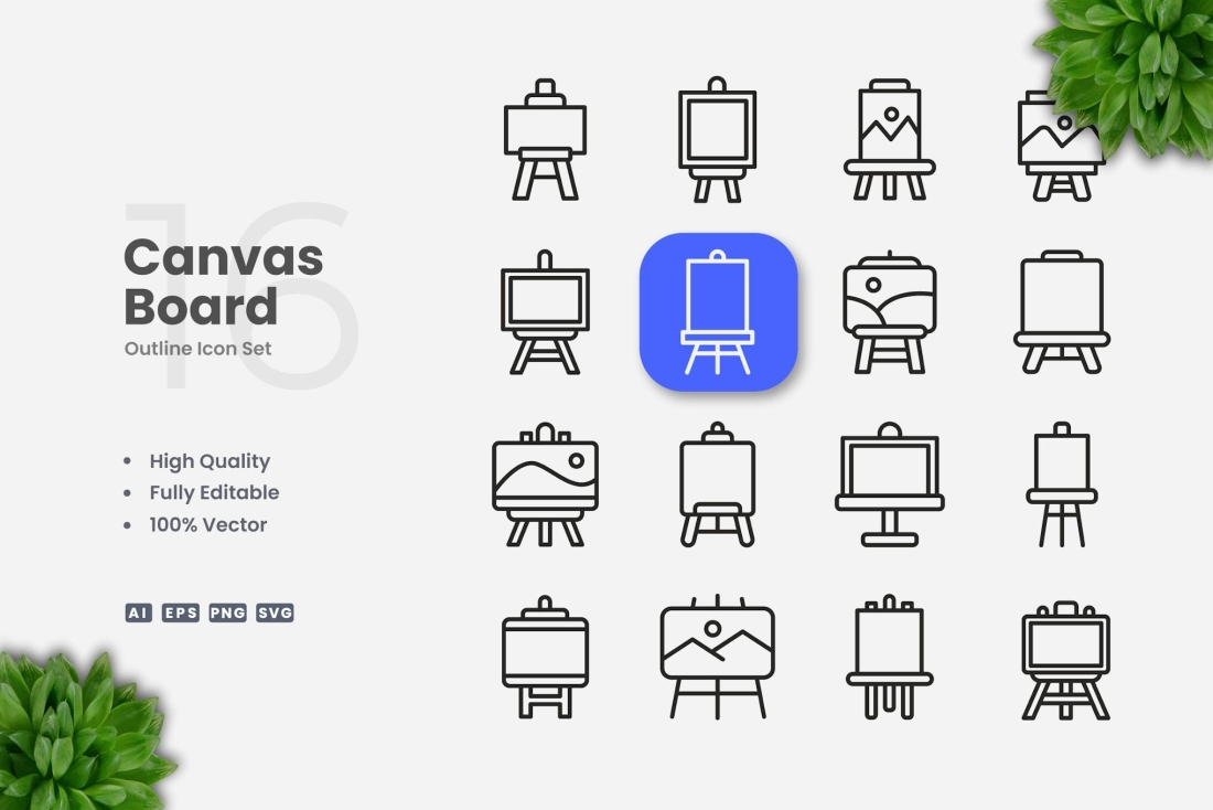 Canvas Board Outline Icons
