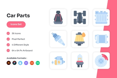 Car Parts Icons Set