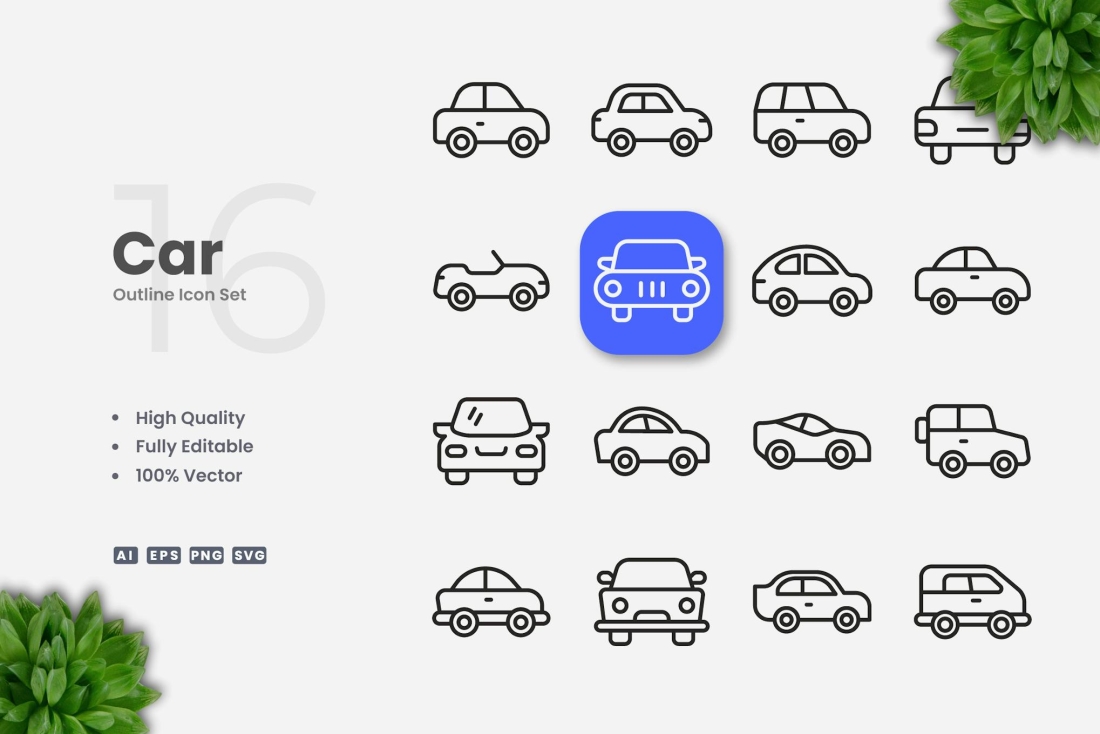 Cars Outline Icons