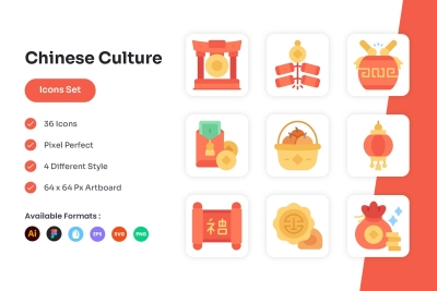 Chinese Culture Icons Set