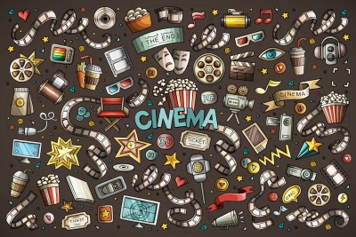 Cinema Cartoon Objects Set