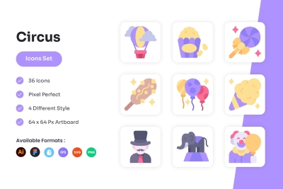 Circus Icons Set