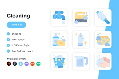 Cleaning Icons Set