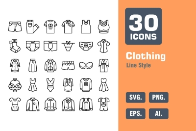 Clothing Icon Pack in Line Style