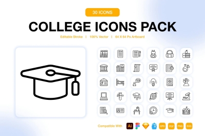 College Outline Icons