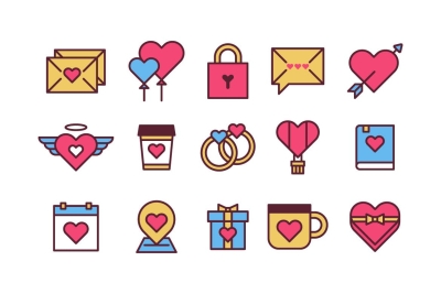 Colored Love Icon Collection