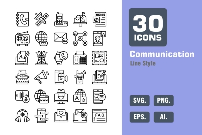 Communication Icon Pack in Line Style