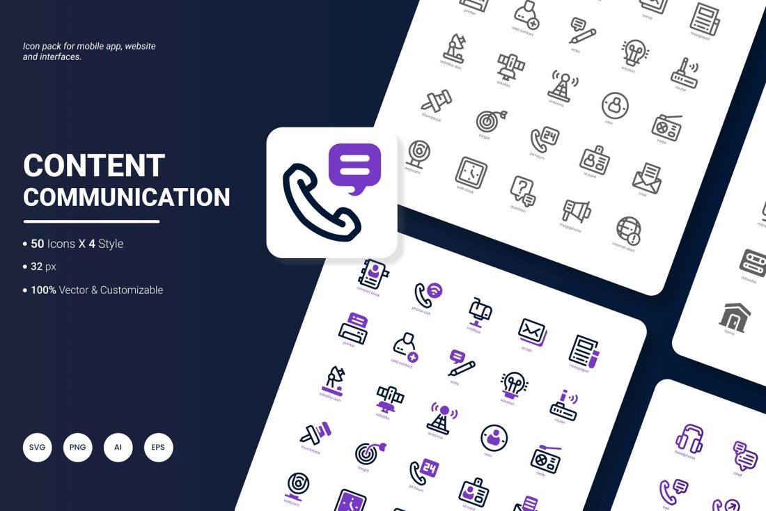 Content Communication Icon Pack