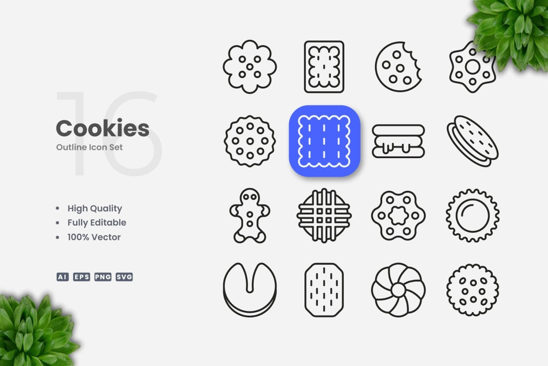 Cookies Outline Icons