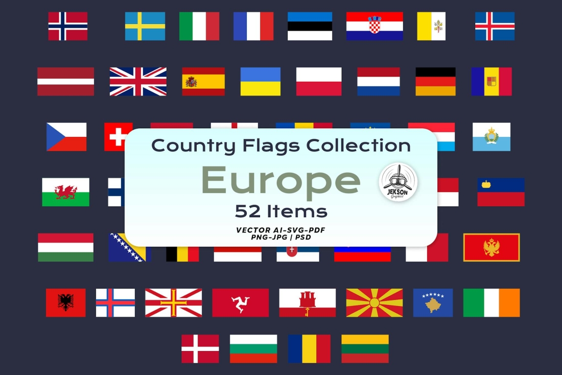 Country Flags Collection. Europe Flags Icons
