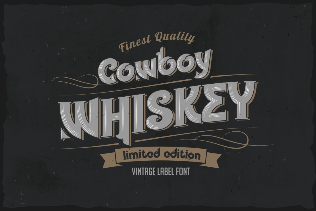 Cowboy Whiskey - vintage label layered font