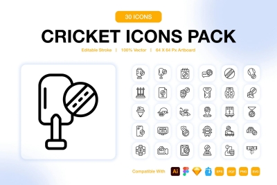 Cricket Outline Icons