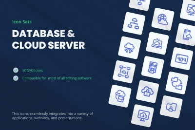 Database and Cloud Server Icon Sets