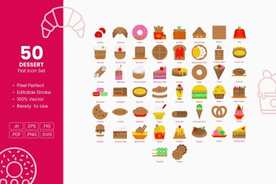 Dessert Flat Icon Set