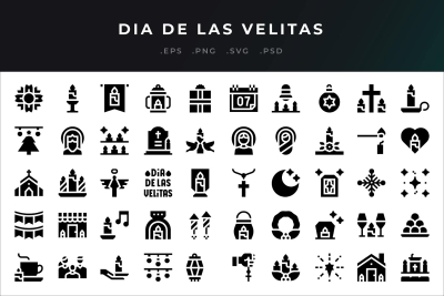 Dia De Las Velitas Icons