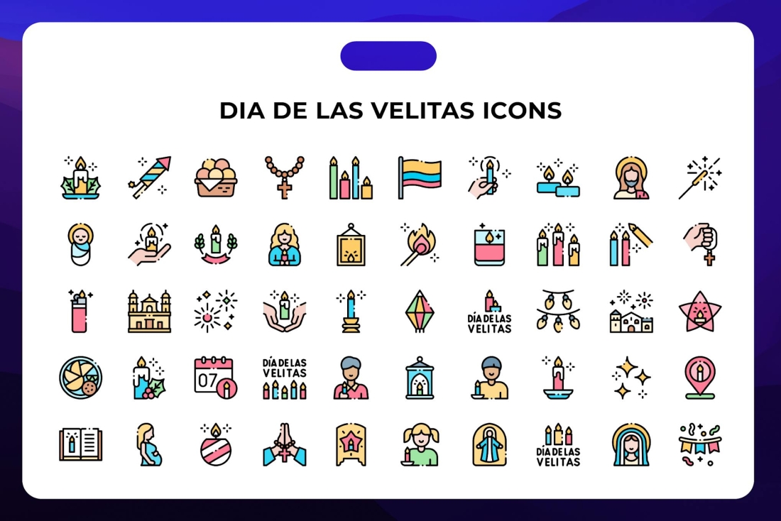 Dia de Las Velitas Icons