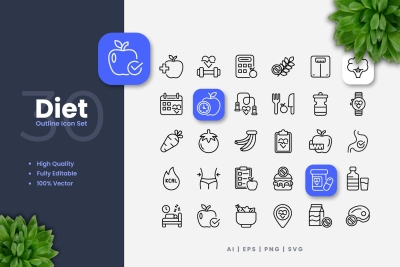 Diet Outline Icons