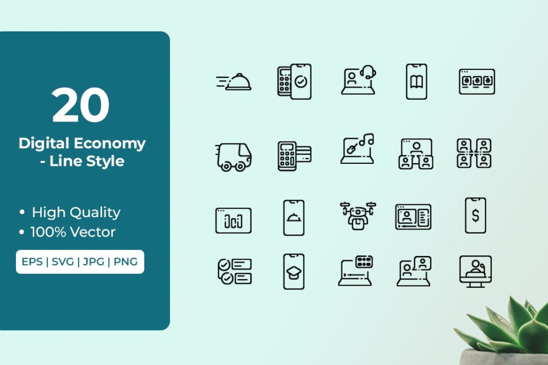 Digital Economy Icons Line Style Vol 1