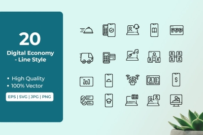 Digital Economy Icons Line Style Vol 1