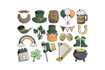 Doodle St. Patrick Illustration Set