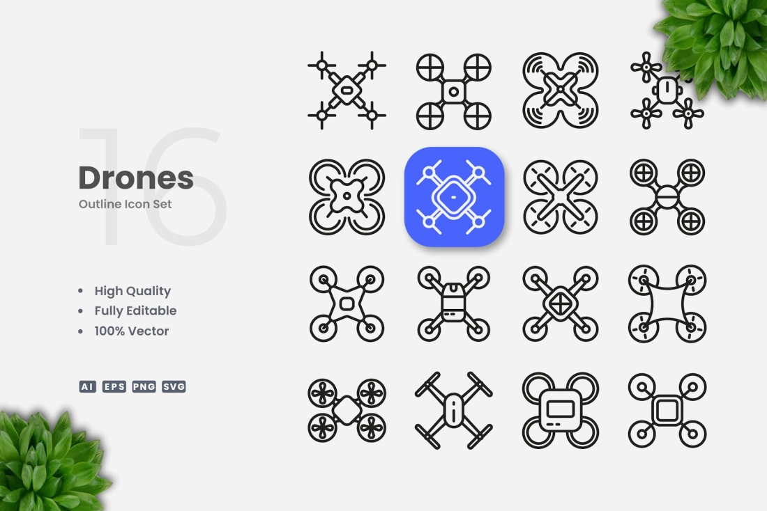 Drones Outline Icons