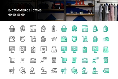 E-Commerce Outline and Greeney Icons